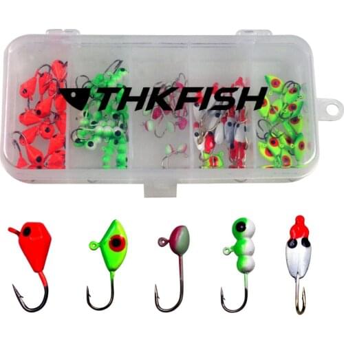 70 Pcs/Box 0.75g 0.5g 1.24g Ice Fishing Hook Jigged Jigs Head Hooks Bait Ant Drop Single Jigging Hook Fishhook anzol para pesca