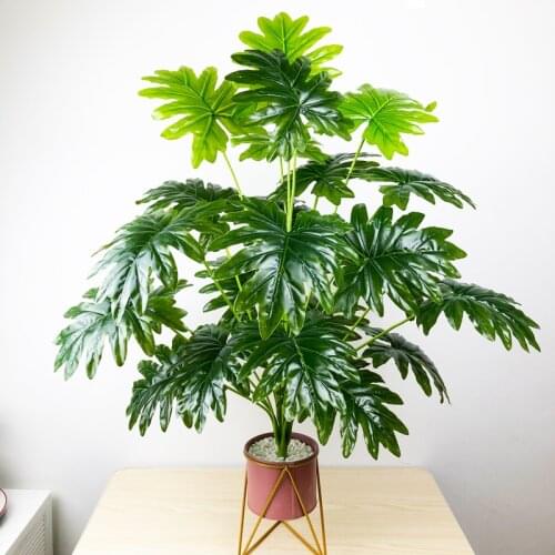 75cm 24 Head Tropical Palm Tree Large Artificial Plants Fake Monstera Plastic Turtle Leaves False Big Leaf For Home Garden Decor