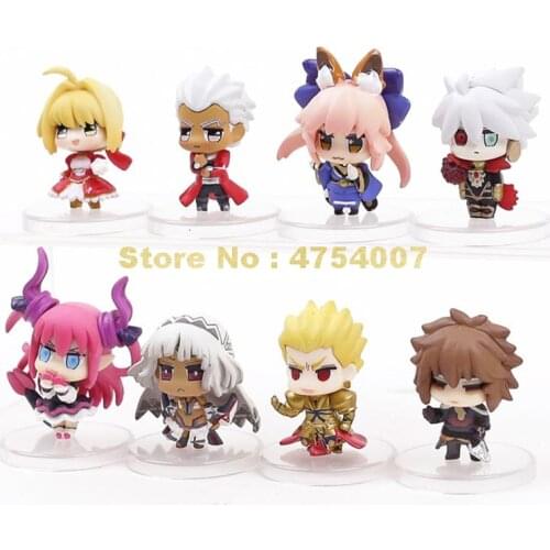8pcs/lot Fate Q Version Tamamo Nero Saber Gilgamesh Action Figure Collectible Model 5cm Toy