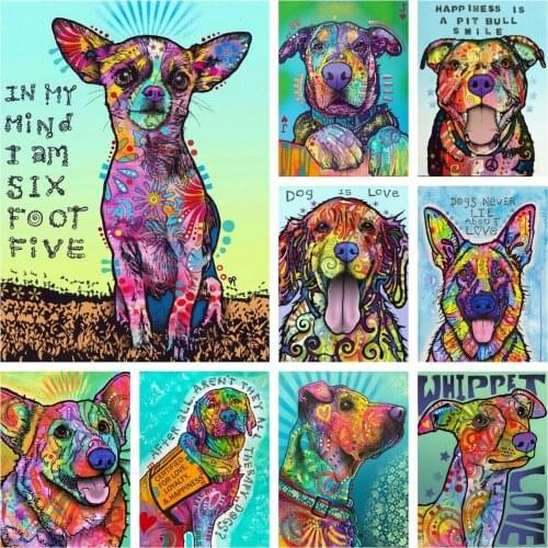 Diamond Painting Color Graffiti Dog DIY Art Full Drill Cross Stitch Mosaic Animal Picture Embroidery Home Decor Gift For Child