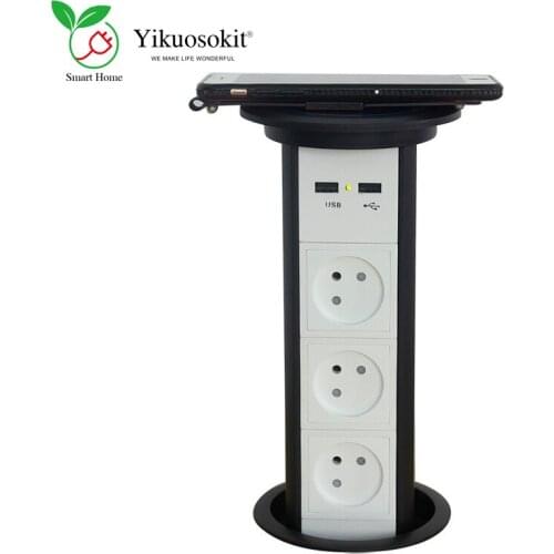 Israeli Socket 5V 2.1A USB Port Wireless Fast Charger Black Silver Tabletop Smart Hidden Power Socket Electrical Pop Up Outlets