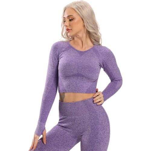 Seamless Yoga Top Long Sleeve Workout Tops for Women Crop Tops Women 2020 Sportswear Short Active Sexy Gym Clothing