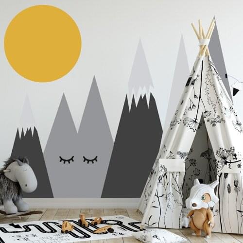 Large Nordic Mountain Wall Sticker for Living room Bedroom Kids rooms Decor Removable Waterproof Vinyl Decals Home Decoration