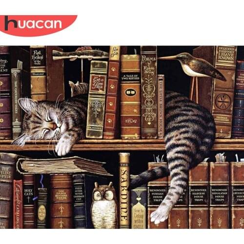 HUACAN DIY Diamond Painting Animals Mosaic Cross Stitch 5D Full Square/Round Drill Decoration Home Diamond Embroidery Book