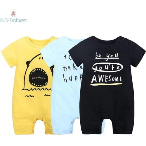 Newborn Baby Boys Summer Thin Rompers New Cartoon Short Sleeved Jumpsuit Infant Baby Cotton Climbing Clothes Animal Pajamas Out