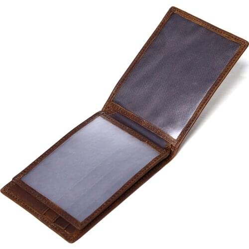 New Vintage Genuine Leather Mens Drivers License Bit Wallet ID Credit Card Holders 3 Fold Thin Purse Card Holder For Male Gift