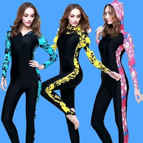 2020 Diving Suit Quick Dry Long Sleeve Men Women Sbart Print One- Piece Hood