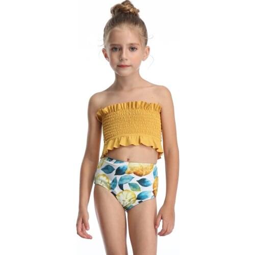 TELOTUNY Swimwear Mother And Daughter Print Two Piece Swimsuit Fruits Print Ruffles Matching Children swimwear Clothing