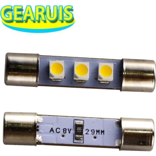 50X Audio equipment receiver Reading Light Festoon T6.3 C5W 29mm 31mm 3 SMD 3528 1210 LED 3SMD License plate light bulb AC 8V