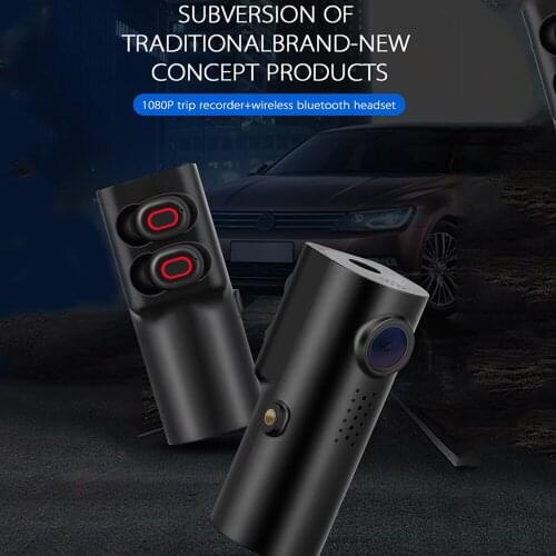 Super Mini WIFI Driving Recorder with TWS Headset 1080P Intelligent Voice Control 130 ° Wide-Angle Shooting Recorder