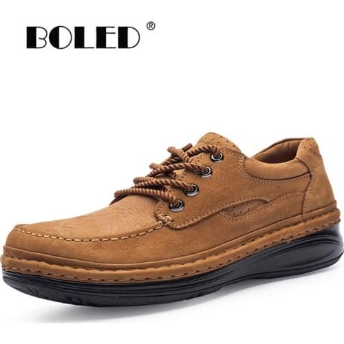 Natural Leather Platform Men Shoes High Quality Lace-up Soft Leather Casual Shoes Handmade Wear-resistant Shoes Men
