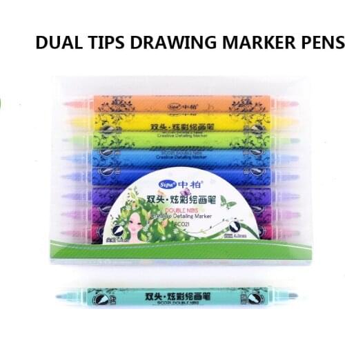 10 Color Set Double Head Colorful Painting Pens for Poster Book Highlighting Illustration Children Drawing,Card DIY, 10-pack