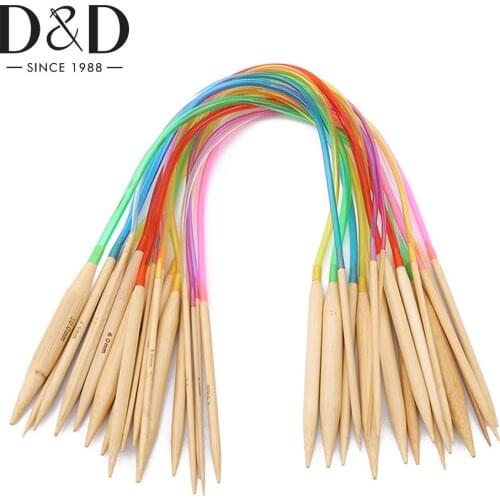 18Pcs Circular Knitting Needles Set with Colorful Plastic Tube DIY Knitting Needles Hooks for Weave Sewing Needles 40/60/80cm