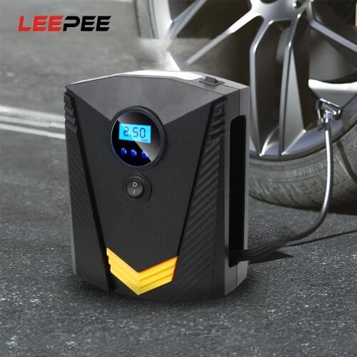LEEPEE Car Air Compressor Pump For Motorcycle Portable DC 12V Digital Tire Inflator 150 PSI Auto Air Pump LED Light Tire Pump