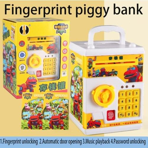 2021 new multifunctional money box cartoon children na monety piggy bank toy fingerprint sensor childrens songs music automati