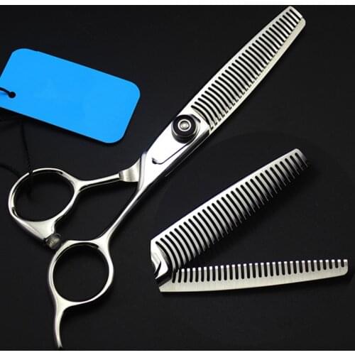 Upscale Professional japan 440c 6 '' Double-sided teeth hair scissors Curved salon barber thinning shears hairdressing scissors