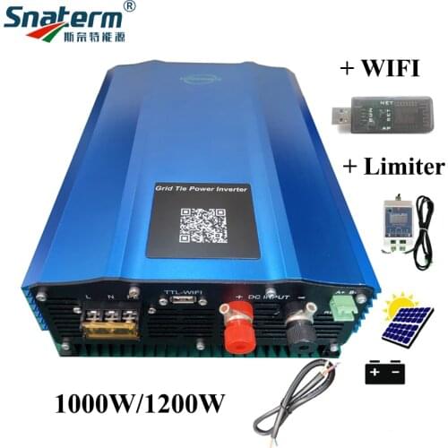 Updated WI-FI GTN-1000W 1200W Solar Grid Tied Power Inverter DC 24V 36V 48V 96V to AC110V AC220V with Limiter WIFI NET/AP Mode