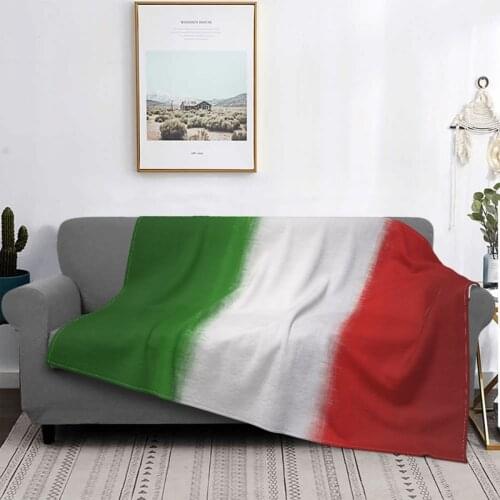 Italian Flag Blankets Coral Fleece Plush Autumn/Winter Tricolore Super Warm Throw Blankets for Home Bedroom Plush Thin Quilt