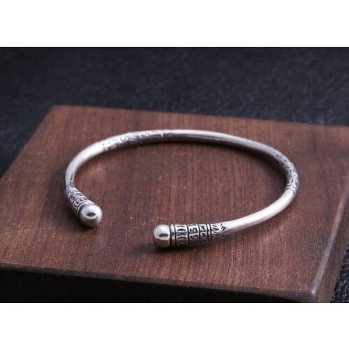 Solid 925 sterling Silver women MEN cudgel cuff bracelet bangle A4888
