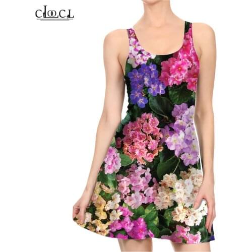 Flower Violet Sexy Women Dresses 3D Print Pleated Dress Casual Tight Ladies Dresses Colorful Small Floral Flowers Party Dress