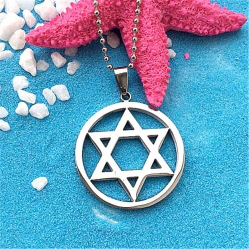 Hot Hip Hop Rock Pendant Stainless Steel Necklace Six Mans Star David Star Simple Necklace Female Jewelry Customizable