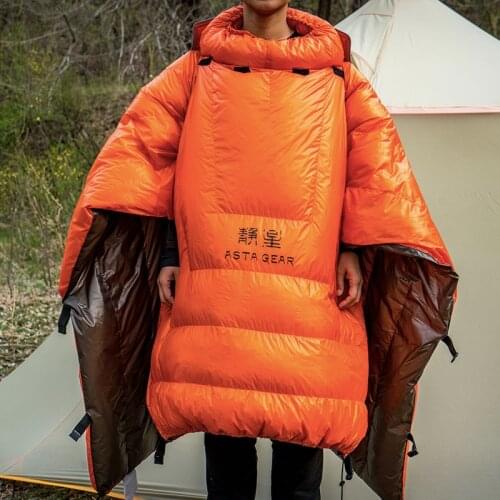 ASTAGEAR Wearable Outdoor Down Sleeping Bag Camping Ultralight Full Body Sack emergency sleeping bag down quilt camping