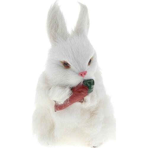Simulation Vivid Plush Animal Model Figure Toy Christmas Gift, Home Decoration - A Rabbit Holding Carrot