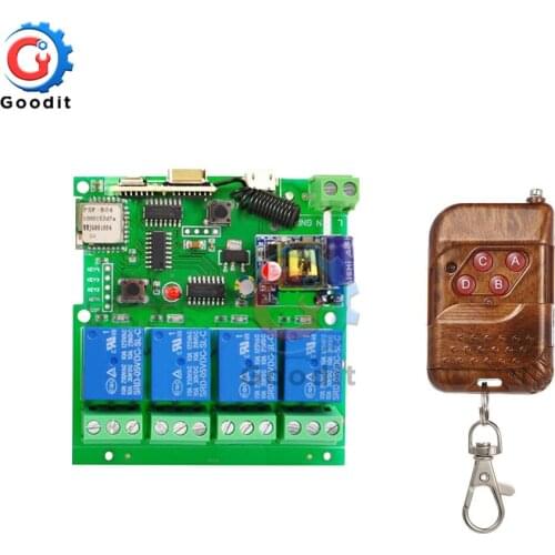 WiFi Switch Timer Relay Module RF Sonoff WiFi Switch 433Mhz 4CH AC 85-220V with 433MHz Remote Controller for Smart Home