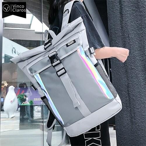 Trend Cool Mens Reflective Backpack Large Capacity Waterproof Travel Backpacks Fashion School Backpack for Teenager Big Bag Men