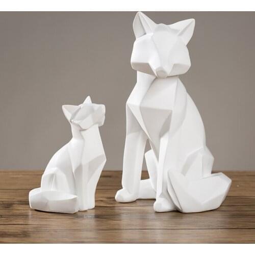 MODERN GEOMETRIC FOX STATUE RESIN ARCTIC FOX SCULPTURE FASHION HOME LOVE DECOR GIFT AND CRAFT ADORNMENT ACCESSORIES FURNISHING