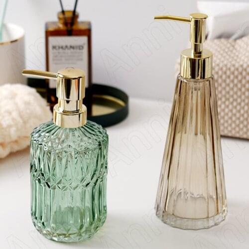 Creativity Carved Glass Shampoo Bottle European Modern Relief Texture Transparent Soap Dispenser Bathroom Accessories Decoration