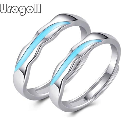 Fine Jewelry Solid 925 Sterling Silver Rings Gift For Men Women Romantic Wedding Geometric shape Couple Ring Jewelry Gifts