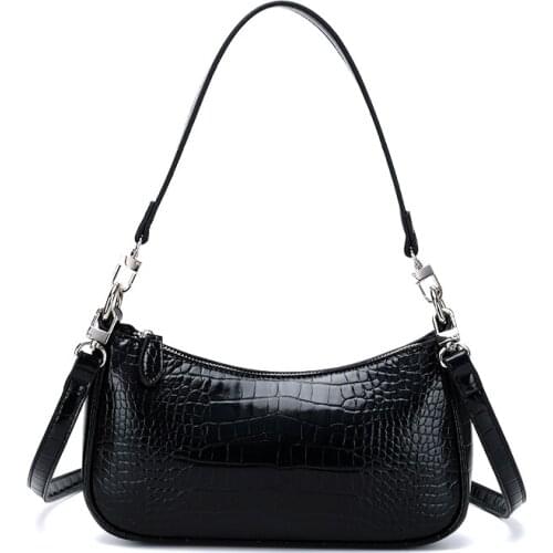 New Style Female Bag Retro Crocodile Pattern Baguette Underarm Bag Casual All-match Single Shoulder Messenger Bag Lady Purses