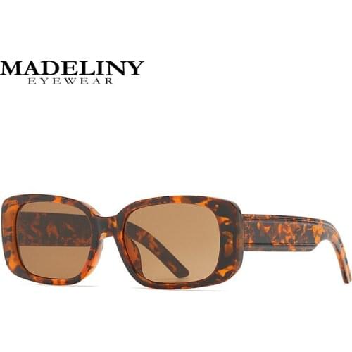MADELINY Small Rectangle Sunglasses Women Vintage Brand Designer Square Sun Glasses Black Leopard Shades Female UV400 MA461