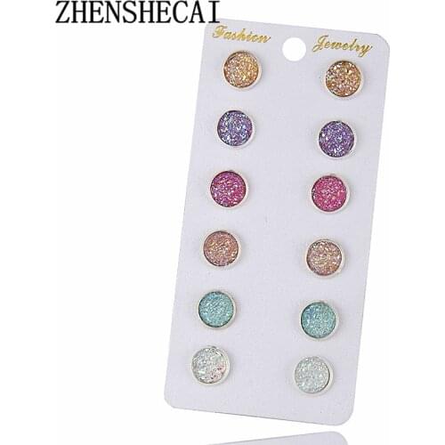 New Fashion Crystal Rhinestone Stud Earrings for Women Girl Female Mixed 6 Colors Boucle D'oreille Pendientes Mujer e0265