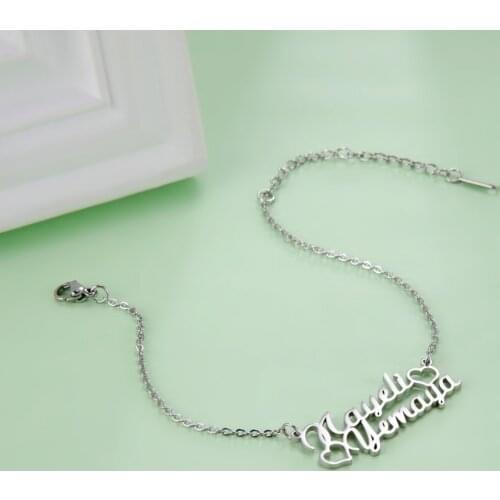 Sipuris Customized Name Bracelet Personality Double Name Stainless Steel Necklace For Women Kids Baby Fashion Jewelry Gift 2021