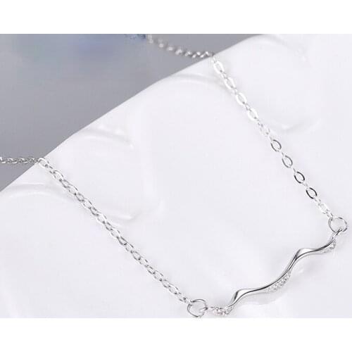 Silver Necklace womens Korean fashion jewelry S925 silver wave clavicle chain