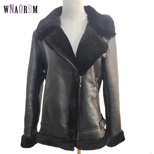 Winter Tops Warm Leather Coat Women Vest New Fashion Motorcycle Clothing Sheepskin Sweater