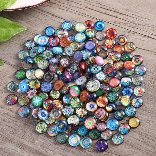 100pcs 12mm Mixed Round Mosaic Tiles for Crafts Glass Mosaic Supplies for Jewelry Making