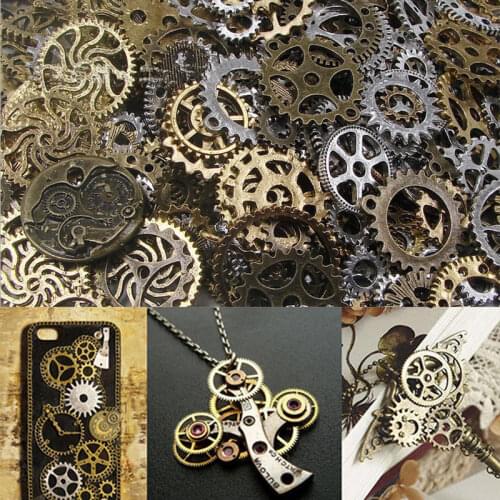 100pcsVintage Steam Punk Wrist Gears Wheels Connector Spacer Loose Metal Beads For Jewelry Making Findings DiyBracelet Wholesale