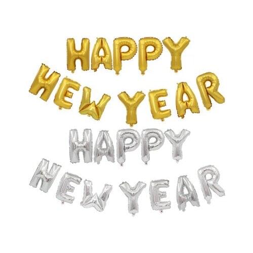 APRICOT 12pcs HAPPY NEW YEAR Foil Balloons 16 inch Helium Balloon set 2020 Home Decorations for new year