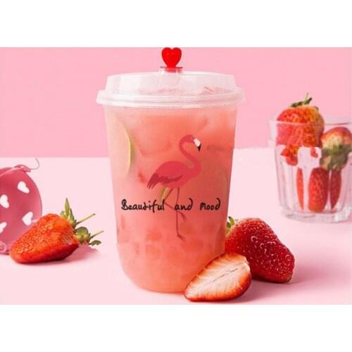 50pcs Net red flamingo milk tea cup clear ice cream pudding jelly yogurt dessert cup packaging juice ice coffee drinking cups