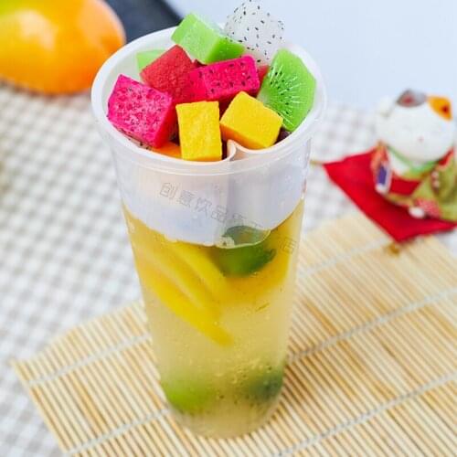 50pcs Net red white snack fruit dessert plate 500ml transparent plastic cup wedding birthday party favors milk tea beverage cups