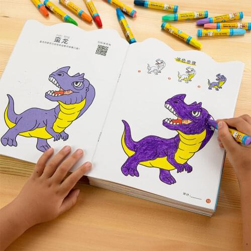 8 Books/set Cute Coloring Dinosaur Coloring Book for Children Kids Relieve Stress Kill Time Graffiti Painting Drawing Art Books