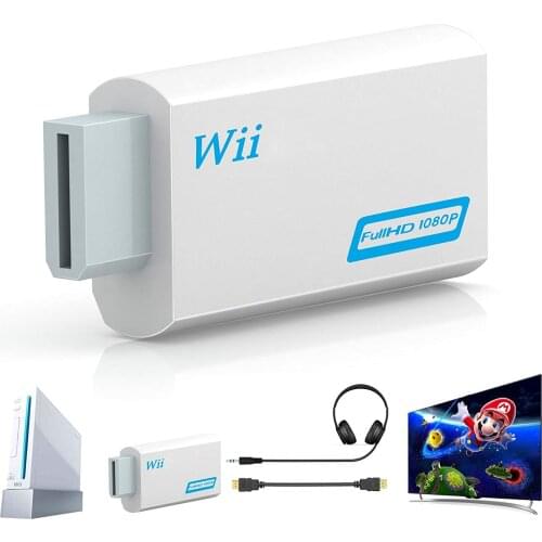 Full HD 1080P for Wii Converter Adapter Wii2HDMI Adapter 3.5mm Audio for PC HDTV Monitor Display Support NTSC 480i PAL 576i