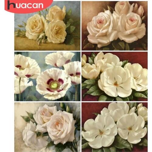 HUACAN Diamond Painting Flower Full Square/Round Embroidery Mosaic Magnolia Cross Stitch Home Decoration Diamond Art