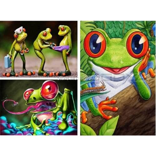 Cartoon Funny Frog 5D Diamond Painting,Full Square Round Drills Diamond Embroidery Cross Stitch Kits DIY Rhinestone Pattern Gift