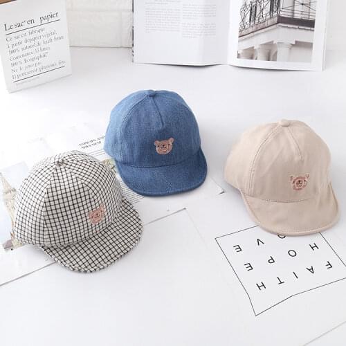 2021New Summer Baby Boy Baseball Cap Cartoon Stripe Bear Baby Caps Newborn Girls Cotton Beret Sun Hat Baby Accessories Newborn