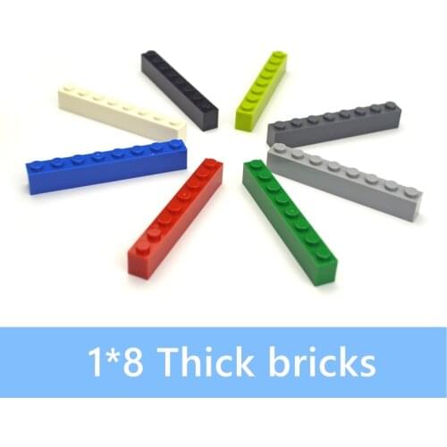 30pcs DIY Building Blocks Thick Figures Bricks 1x8 Dots Educational Creative Size Compatible With leduo Plastic Toys