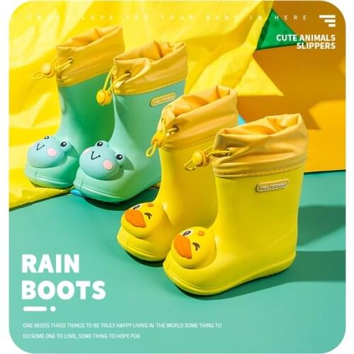 Childrens Shoes Rain boots PVC Rubber Kids Baby Cartoon Shoes Children Water Shoes Waterproof Rain Boots Non-slip Warm